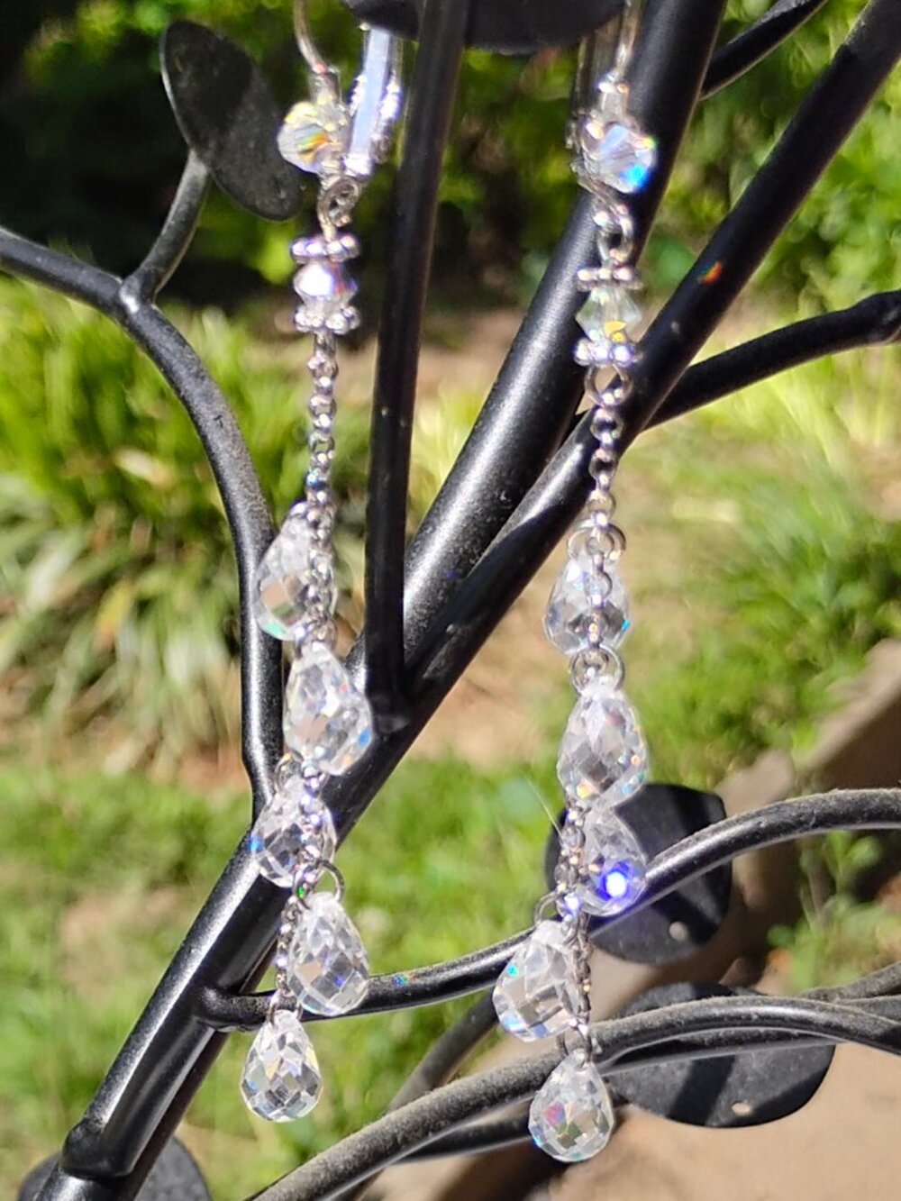 Swarovski Crystal Long Dangle Earrings - Picture 3 of 3